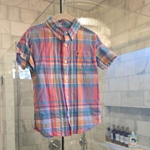 Multicolor Plaid Short-Sleeve Button-Down Shirt